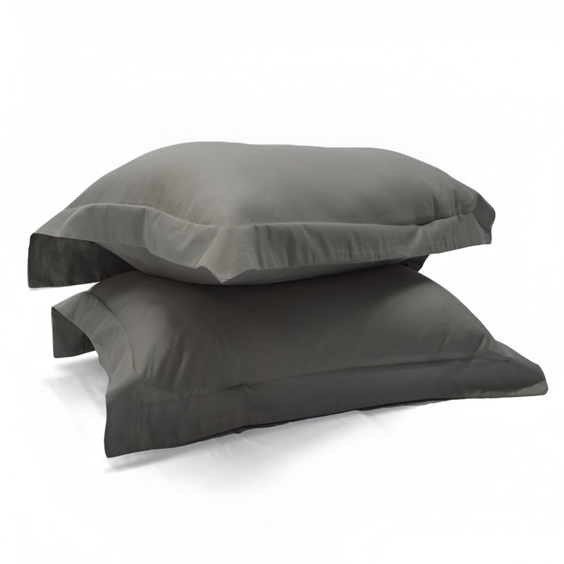 400TC Sateen Solid Cotton Pillow Sham, Dark Gray