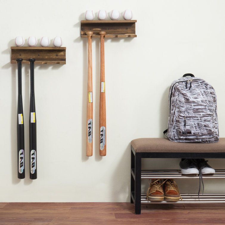 Atanasa Wood Wall mounted Boy Room Baseball Bat Sport Rack