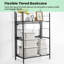 Bibliothèque pliante, bibliothèque pliante facile à assembler, bibliothèque pliante noire élégante à 3 niveaux avec tablette en verre, petit présentoir de rangement pour chambre à coucher, salon