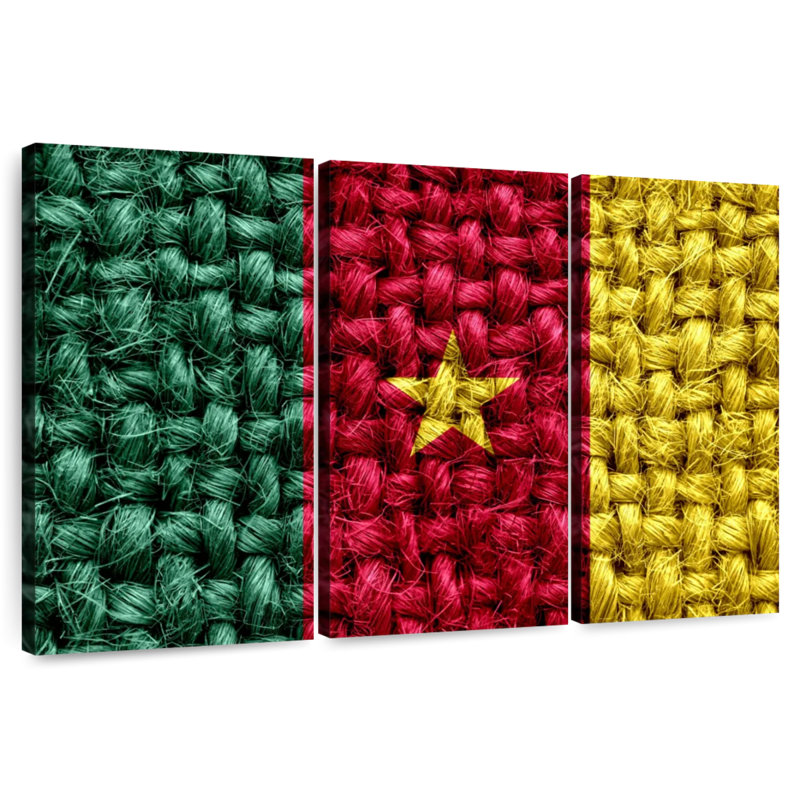 Straw Weave Cameroon Flag, 42" H x 65" W