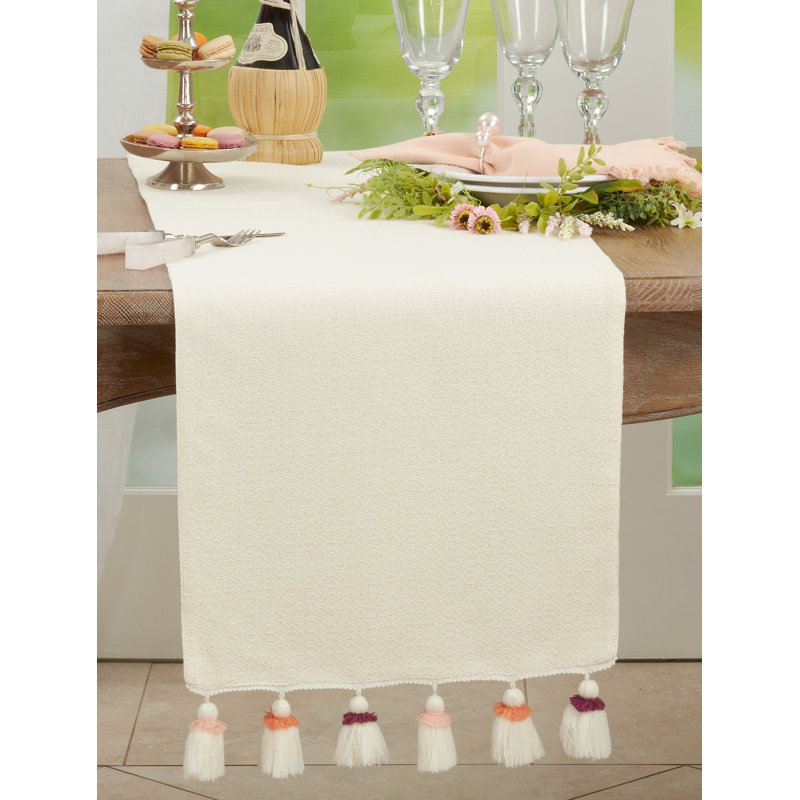 Olivia Collection Cotton Blend Table Runner, Pink