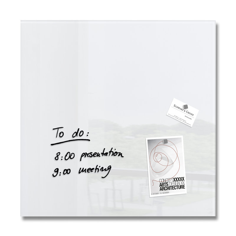 Artverum Wall Mounted Glass Board, White, 48cm H x 48cm W x 48cm L