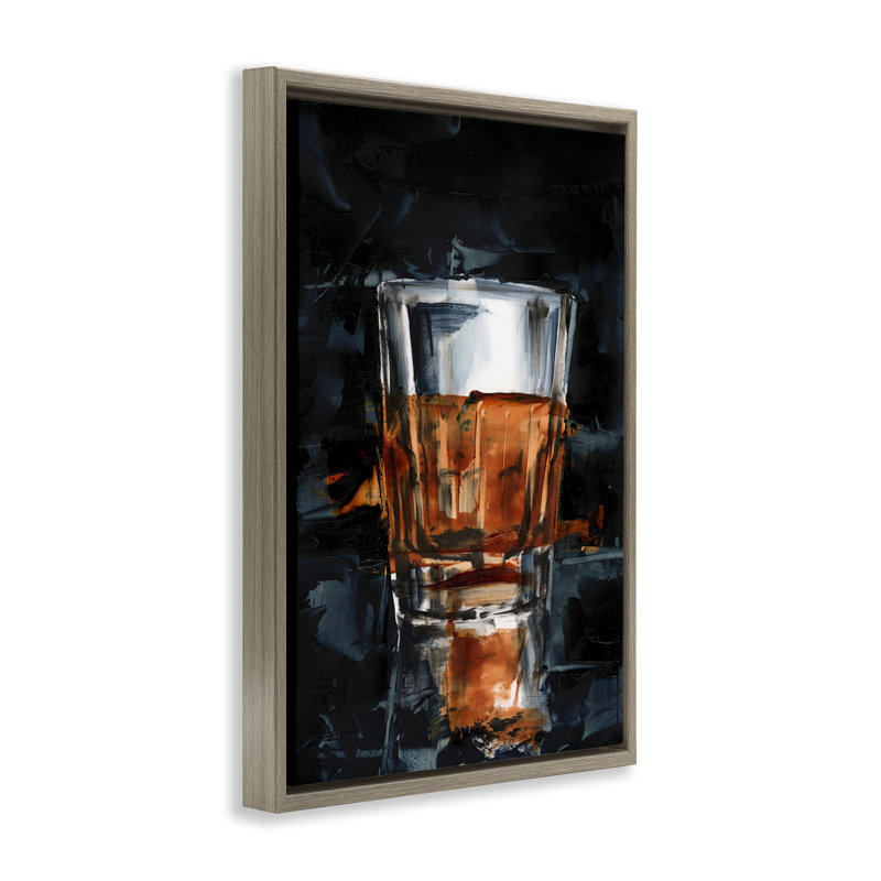  Toile flottante droite avec verre encadré Whiskey par Ethan Harper, H 31 po x l 21 po, Cadre flottant orme Montalcino