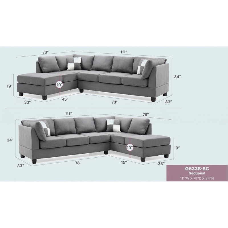 Canapé modulaire moderne avec méridienne, Gris