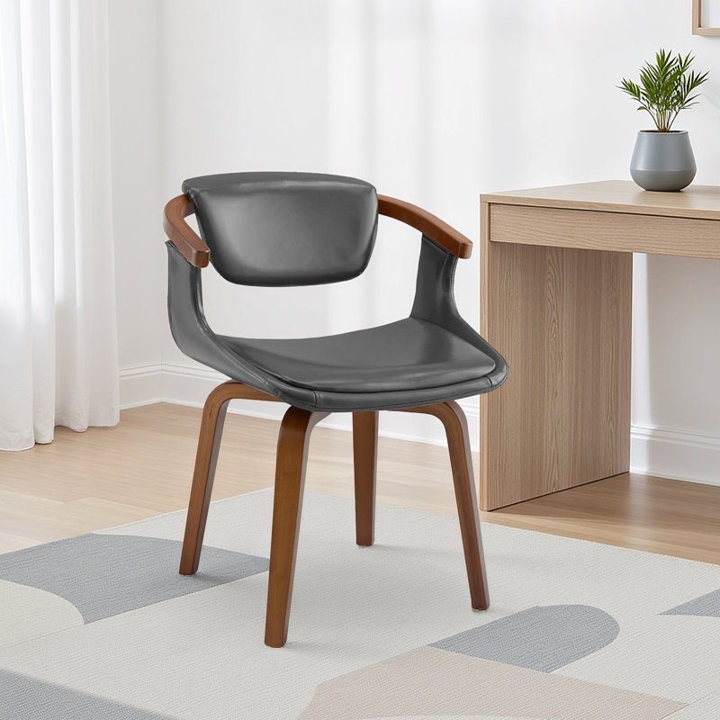 Breckston Swivel Faux Leather Home Office Task Desk Chair, Brown, Gray