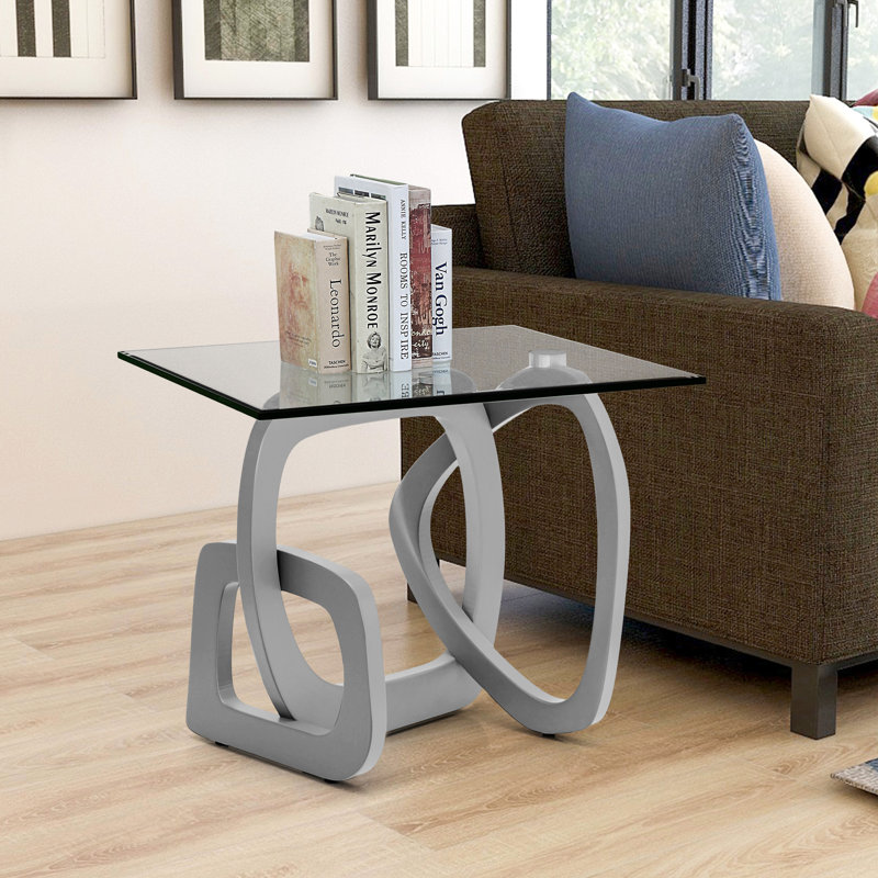 Table de bout abstraite en verre Hyatt