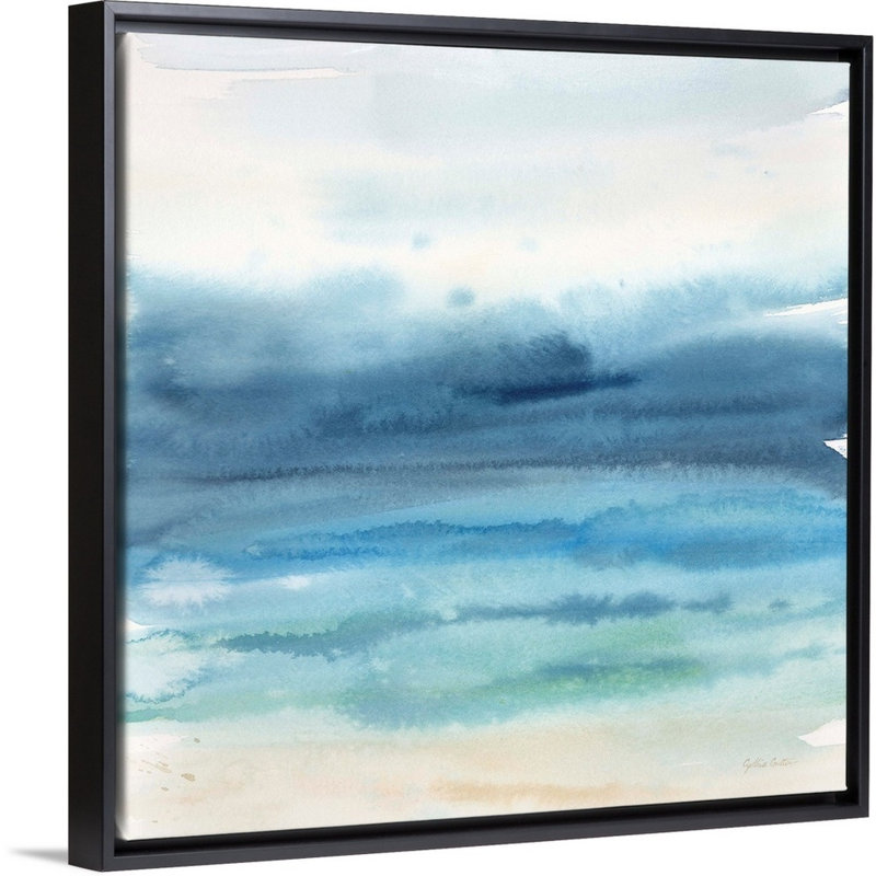 Reproduction d’art sur toile, "Indigo Seascape I" par Cynthia Coulter, Cadre noir, H 38 po x l 38 po x P 1,75 po