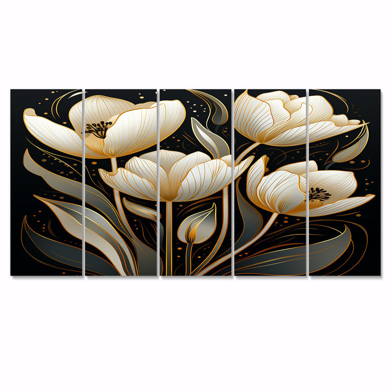 Gosnold - Tulipes, art mural 5 pièces, H 28 po x l 60 po