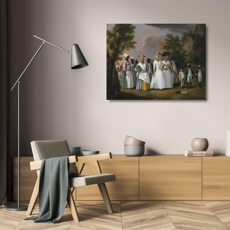 "Free Women of Color with Their Children and Servants in a Landscape" by  Agostino Brunias - Gallery Wrap Canvas Wall Art