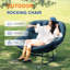 Chaise berçante d'extérieur en forme d'œuf avec coussin - salon moderne pour patio, balcon, salon (bleu)