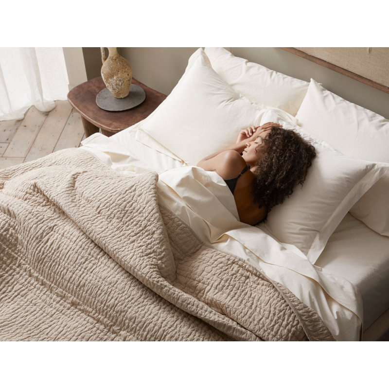 Courtepointe en percale, Courtepointe simple, Chambray noisette