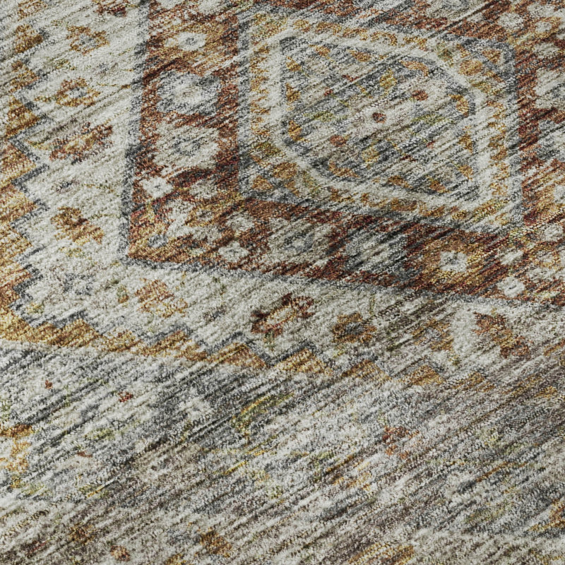 Tapis géométrique de qualité supérieure lavable à la machine Mayfield AMF2195, Paprika, 10 pi x 14 pi