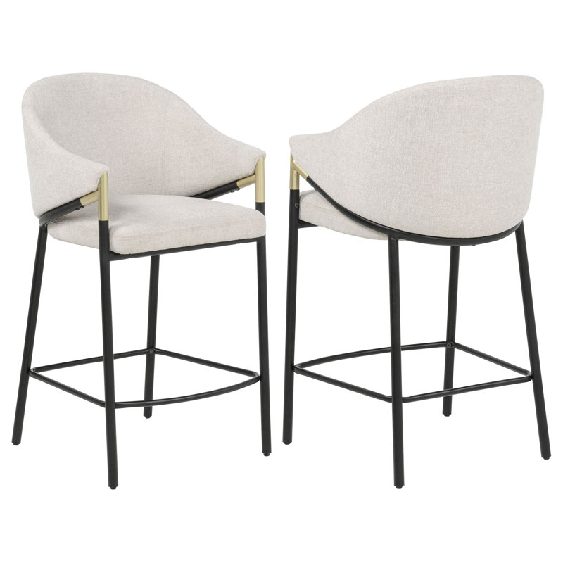 Chaise rembourrée en tissu Farlow beige, Tabouret de comptoir (siège d'une hauteur de 27 p