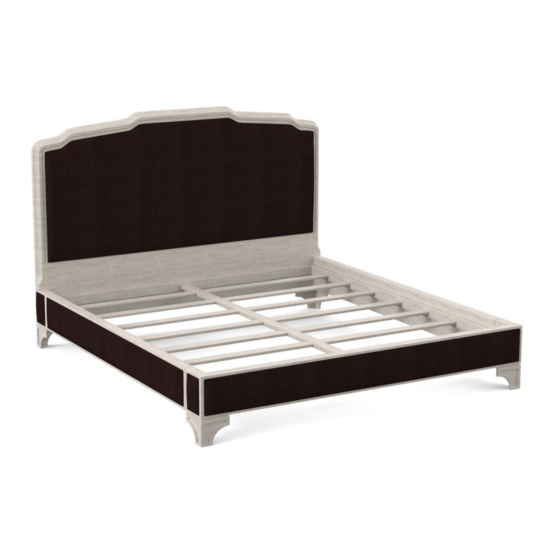 Nova Upholstered Bed, Bisque, Filigree Ivory 100% Polyester