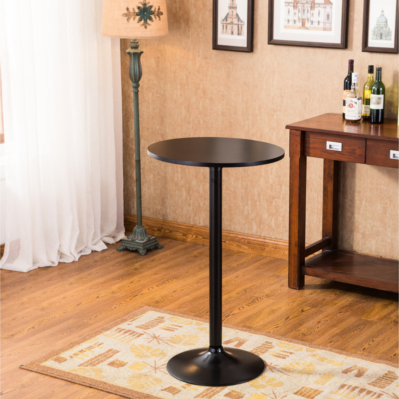 Table de bar contemporaine en métal noir, plateau rond de 24 po, pieds réglables pour la maison, pieds de table élégants H 40 po, délicat, 40