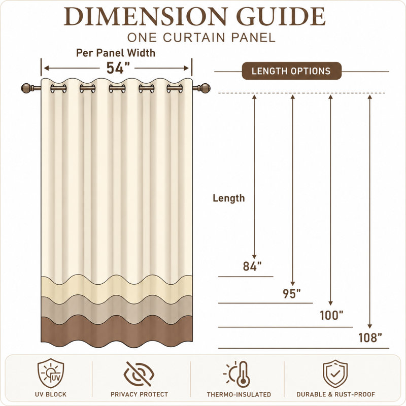 Rideaux occultants et imperméables 1 panneau pour patio / pergola / porche, Blanc, L 54 po x L 95 po, 4