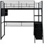Lit mezzanine simple en métal avec tablette à DEL, bureau et rangement - fini noir fonctionnel-484075991
