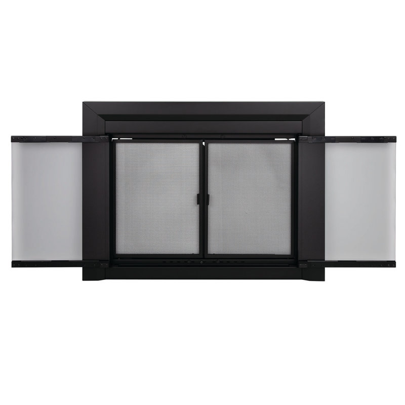 Portes de foyer en acier de style armoire Vandervoort, Petit, Noir satiné