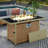 60000 Fire Pit Table With Glass Stones, 43" Rectangular Open Weave , For Outdoor Patio Deck Garden Backyard - Orange Yellow Shine Table, Wind Guard, Hue-1653216757