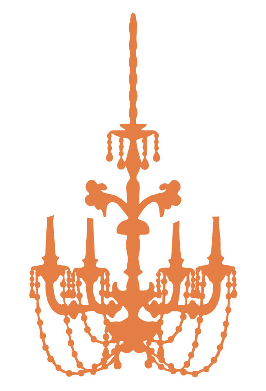 Décalcomanie murale lustre baroque, H 24 po x l 13 po x P 0,01 po, Kaki