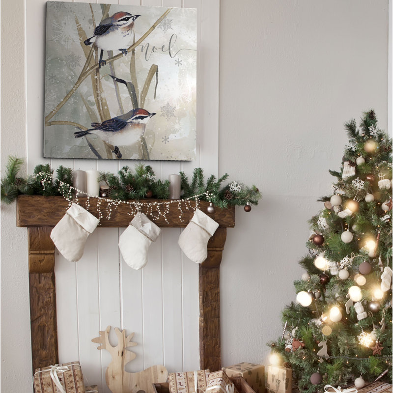 « winter oiseaux noel », peinture, H 10 po x l 10 po x P 1,5 po, Toile tendue