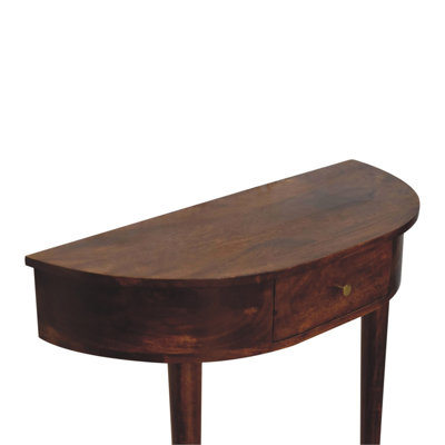 Console en bois sans dossier, 1 tiroir, châtaignier, brun