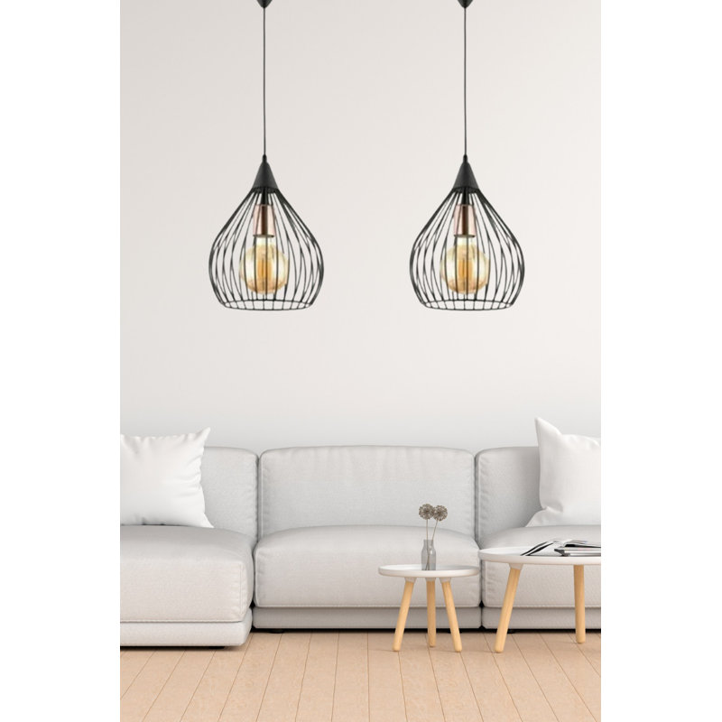 Stunning Black Metal Chandelier, 24.0 in Diameter x 12.9 in Height | Elegant Design with 2 x E27 Sockets (Max 40W, Bulb Not Included) | Ideal for Dining Room, Living Room, and Entryways, Durable & Stylish Lighting Solution