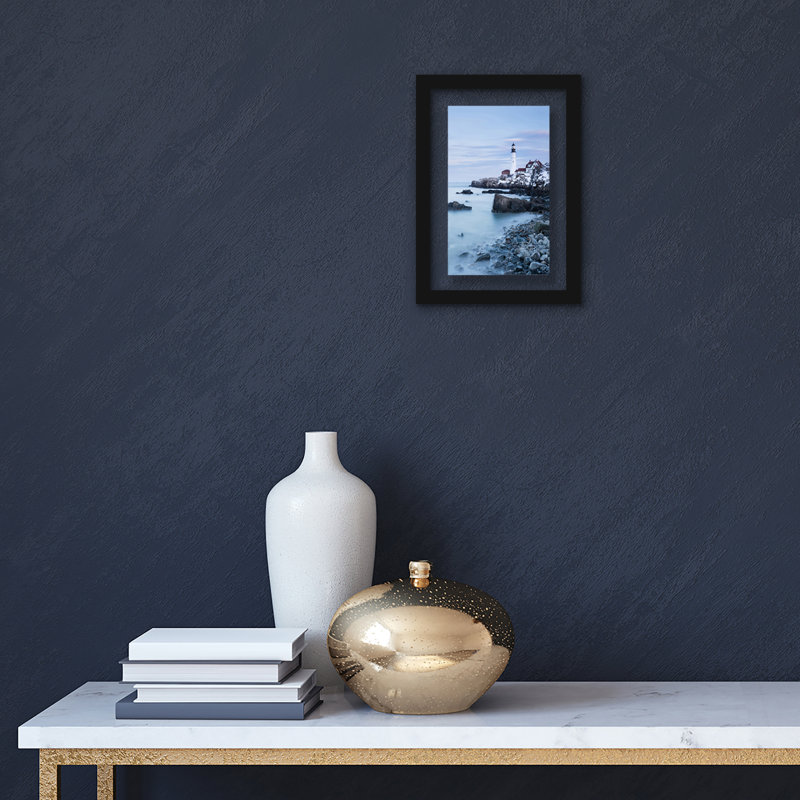 Black Engineered Wood Floating Picture Frame with Polished Glass