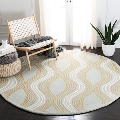 Tapis bleu en laine touffeté à la main Secaucus