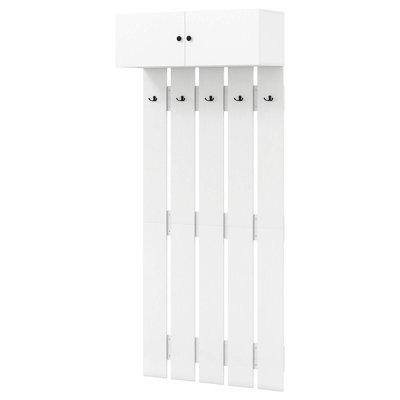 Wall Mounted Entryway Wall Coat Rack with 5 Double Hooks & 2-Door Cabinet Hallway by Latitude Run