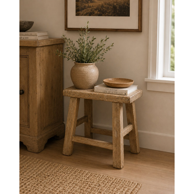 Approx. 22-26" Wide 14-16" Deep Vintage Accent Table with Unique Top Weathered Natural