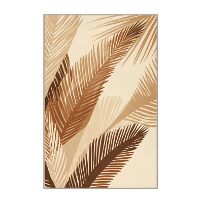Tapis abstrait moelleux et moelleux en palmier Durso Beach - beige