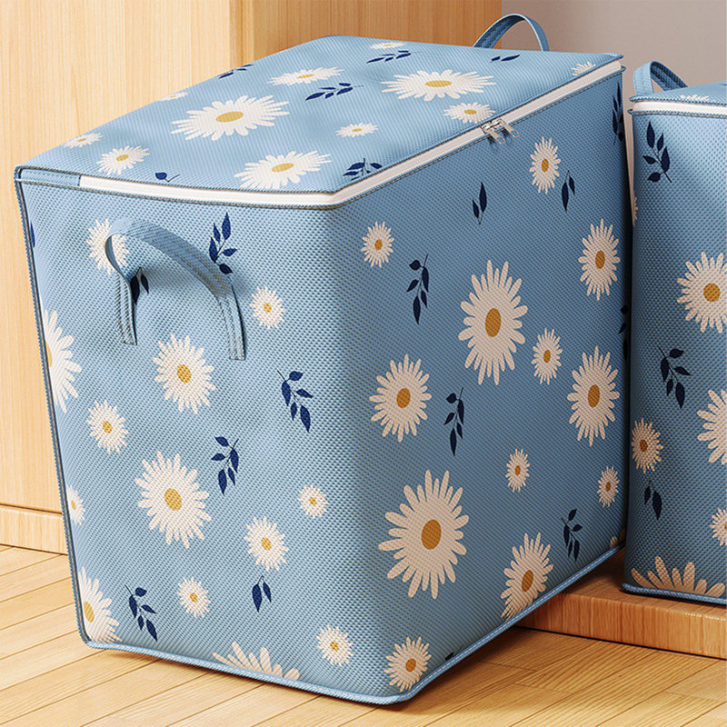  100L Storage Bins with Lids, Closet Organizers and Storage, Foldable Clothes Storage Bags or Moving Packing Bags, Storage Basket Containers for Blanket, Comforter, Pillow, Bedding