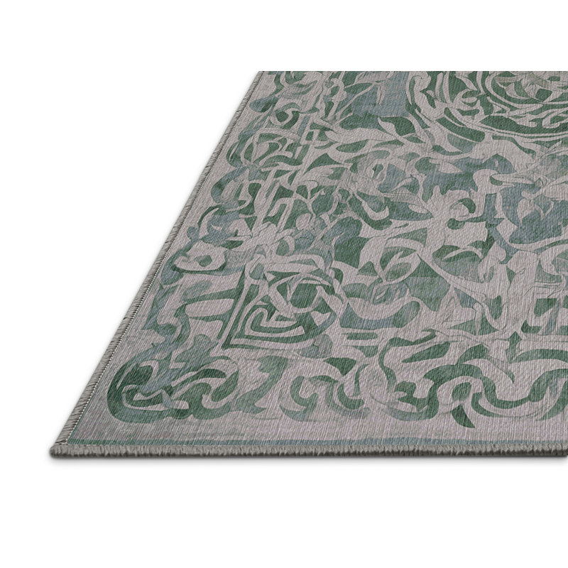Machine Washable Gray Area Rug, Square 7'