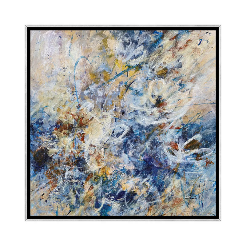 Espagnole à motif floral, reproduction d'art sur toile encadrée, Argent argent, H 18 po x l 18 po