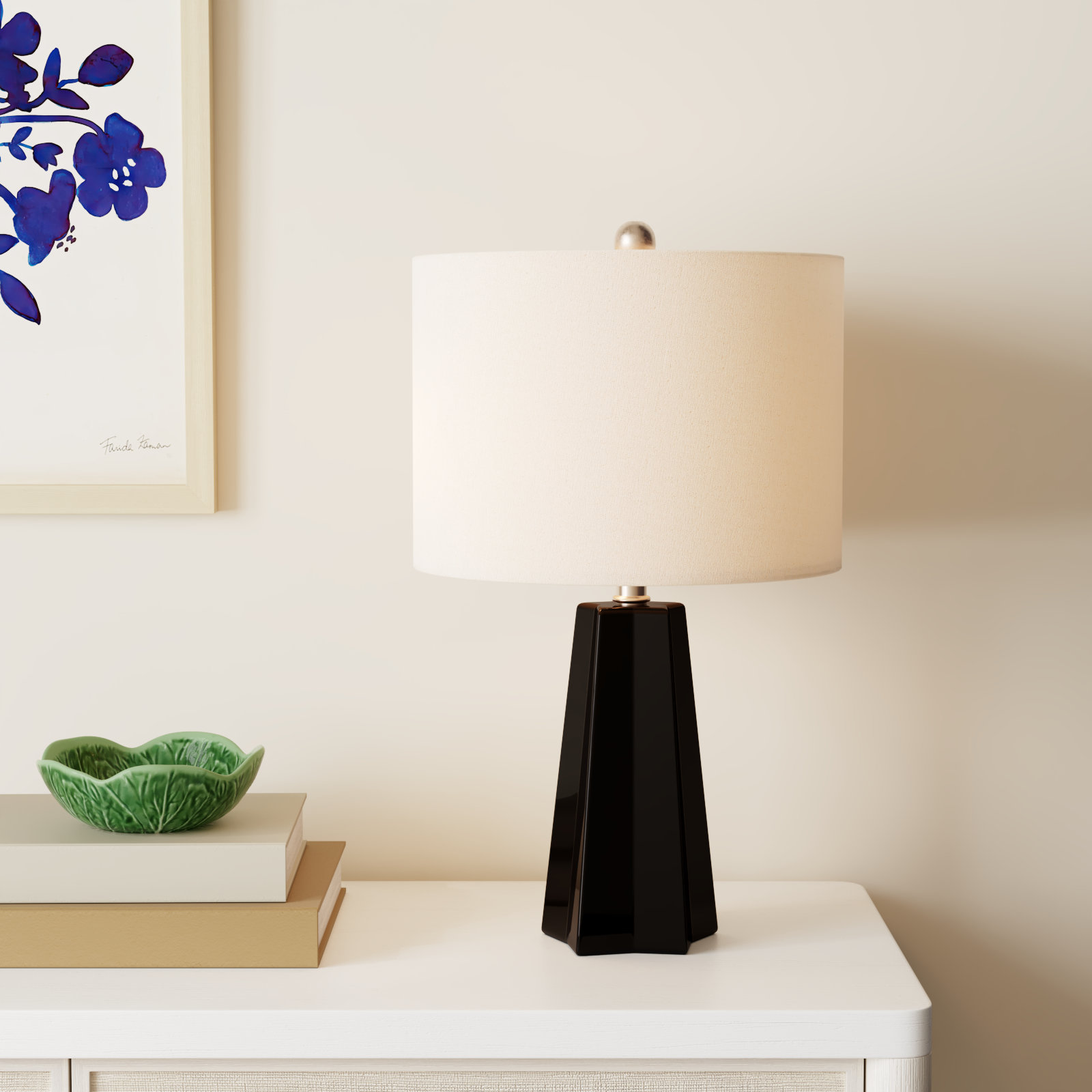 Magalie Ceramic Table Lamp, Black