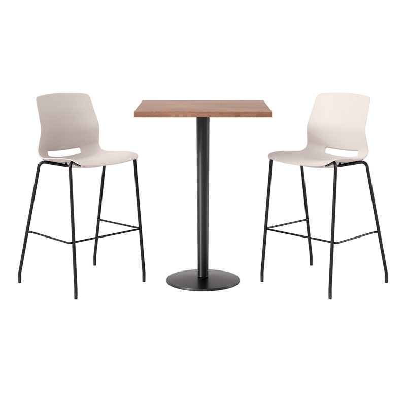 2 - Person Bar Height Dining Set, Cream/Black, River Cherry