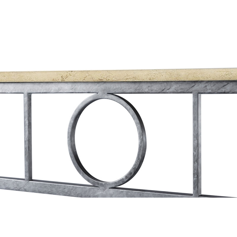Hampton Console Table, Lite Travertine, Royal Silver