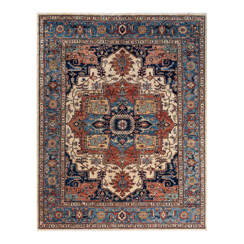 Tapis unique noué à la main Serapi - ivoire, 8 pi 0 po x 10 pi 2 po