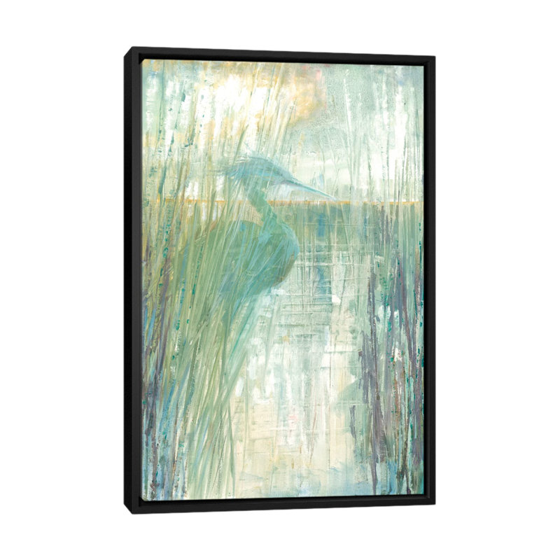 «Morning Egret I», reproduction sur toile, H 26 po x l 18 po x P 1,5 po, Toile avec cadre noir