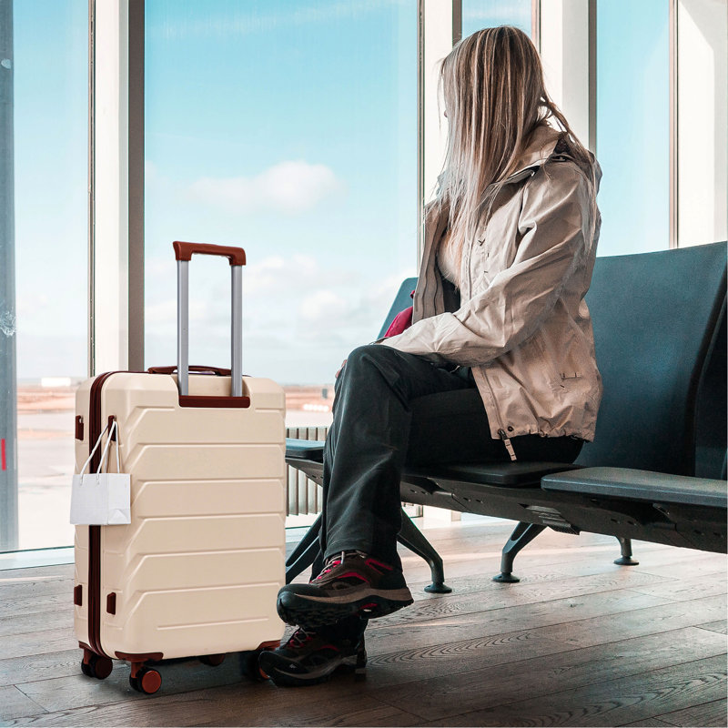 20 po / 24 po / 28 po 3 pièces / ensemble en valise à roulettes ABS, couleur assortie, avec serrure à combinaison (beige)