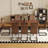 Walnut Grain Dining Table with 8 Techno-Fabric Chairs