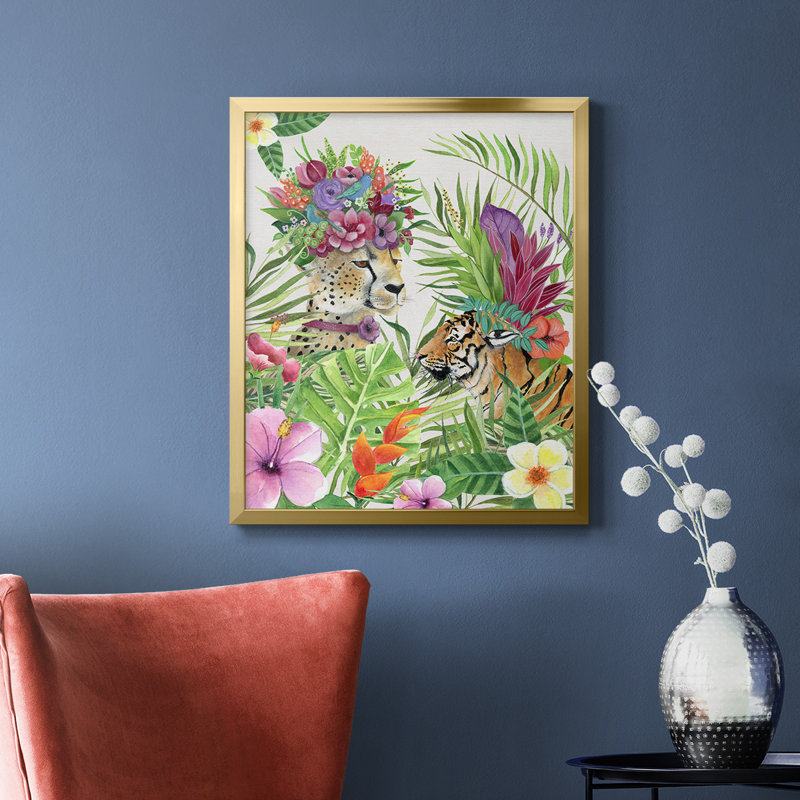 Jungle Royale I, toile encadrée de qualité supérieure - prête à être accrochée, Or, H 20 po x l 16 po