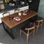 Table à manger rectangulaire en bois massif brun et noisette + fer-591054330