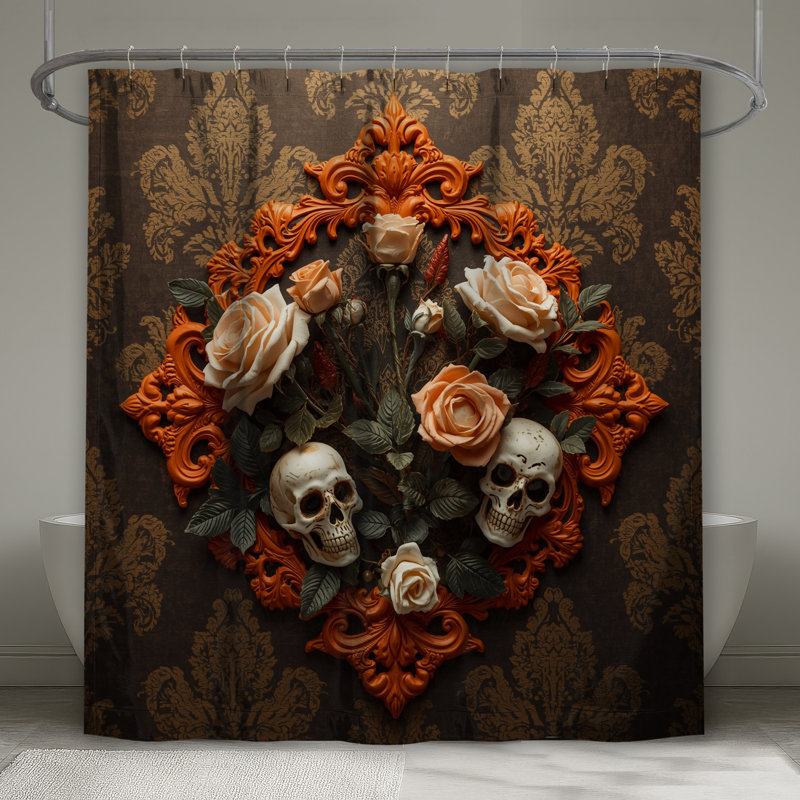 Rideaux de douche Ornate Skull Roses, L 70 po x H 72 po