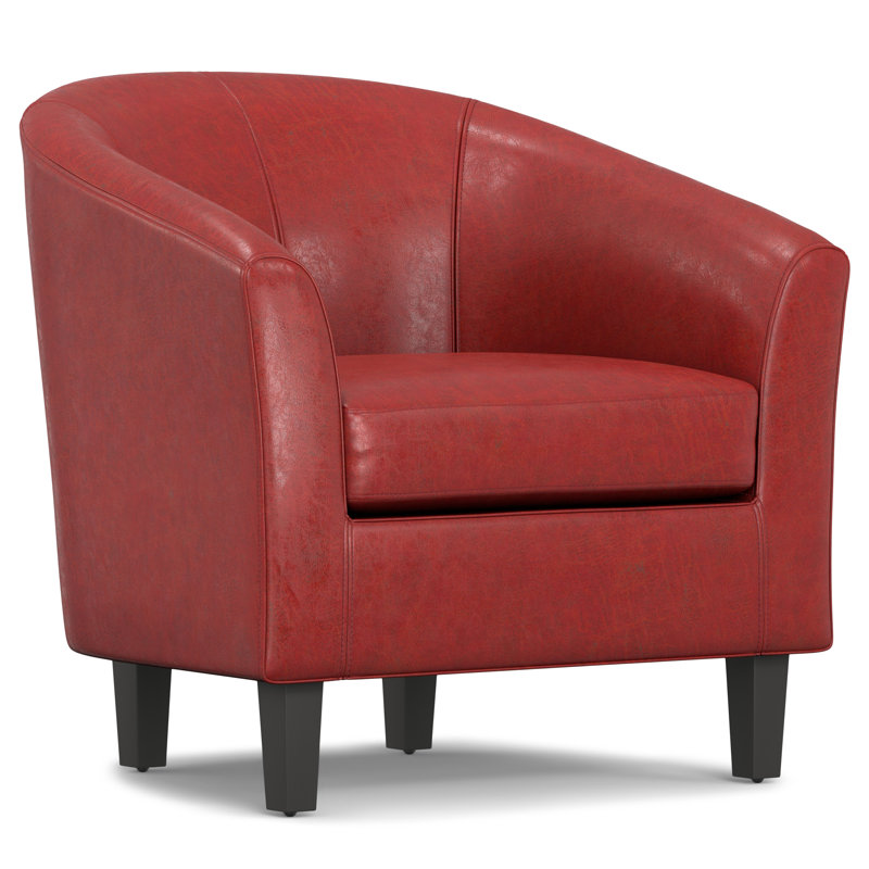 Austin 30"W Upholstered Vegan Leather Contemporary Tub Chair with High Arms and Removable Seat Cushion