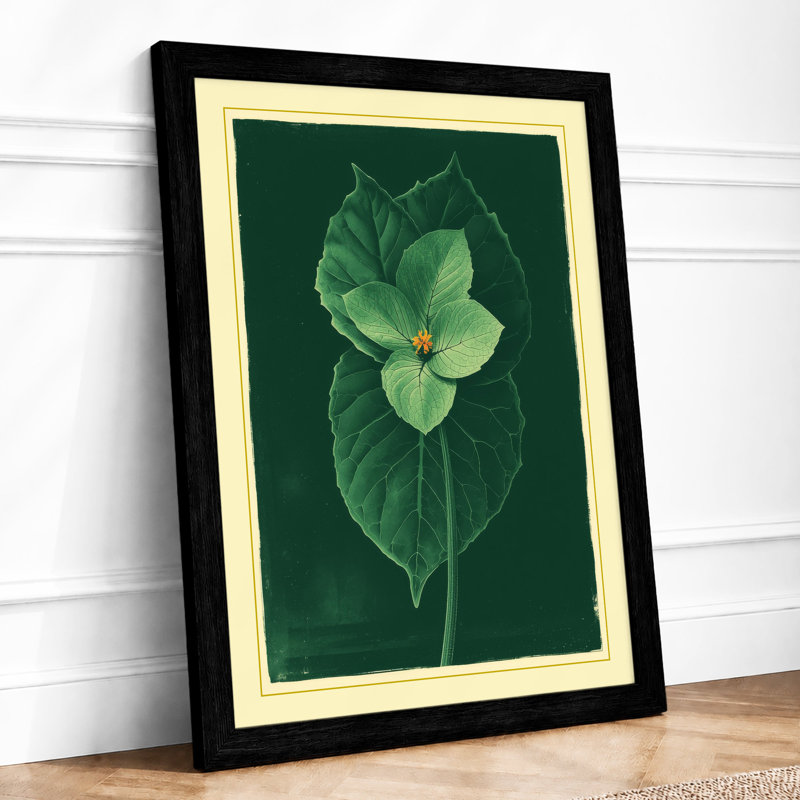 Pale Bloom And Leaves Botanical - Print, A1 - 84.1 x 59.4 cm, Black