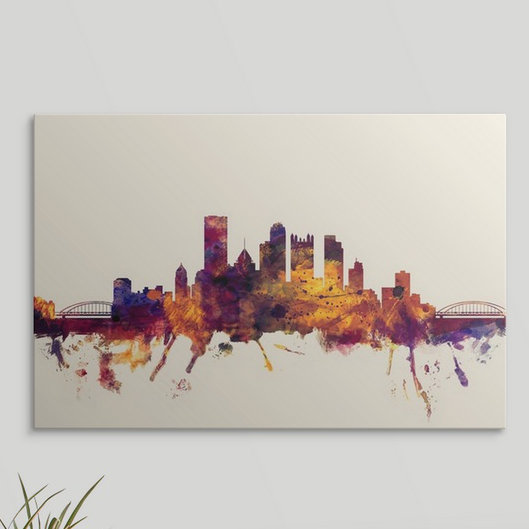 «Pittsburgh Pennsylvania Skyline» par Francy, impression, H 12 po x l 18 po x P 1,5 po, Toile