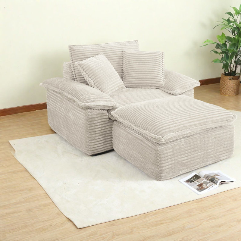 Canapés modulaires à compression, fauteuil en velours côtelé 47 pouces, chaise longue moderne