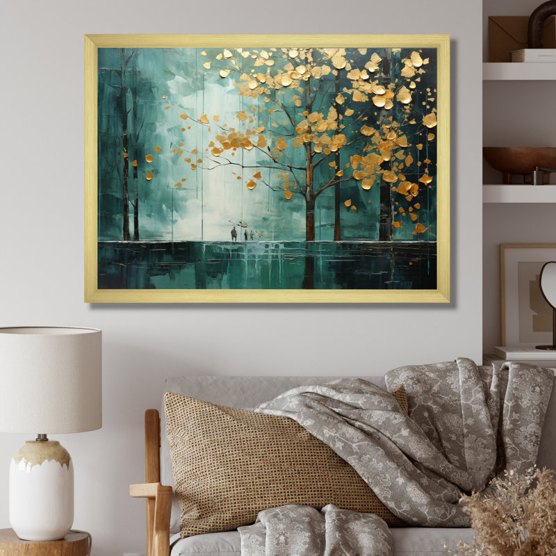 Auvent émeraude Bold Forest I - impression, H 30 po x l 40 po x P 1,5 po, Cadre doré simple
